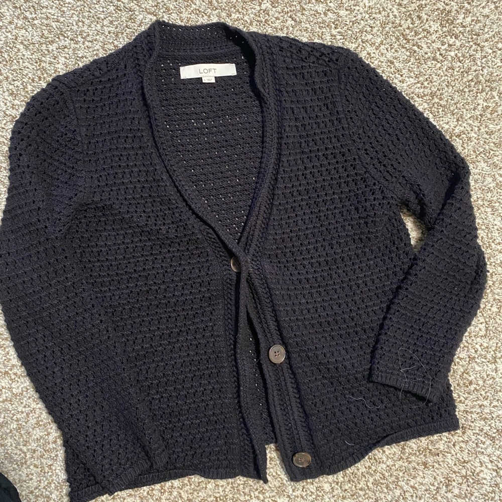 LOFT Black Quarter Sleeve Sweater
